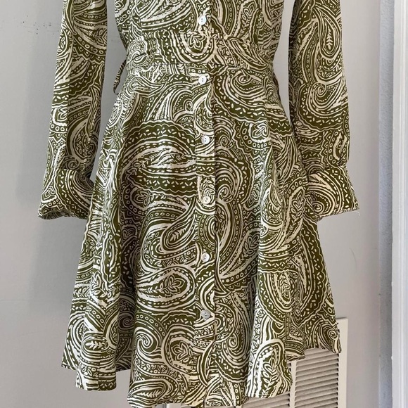NWT Zara Paisley Print Wrap Dress in Green and Khaki Size L - Picture 5 of 9